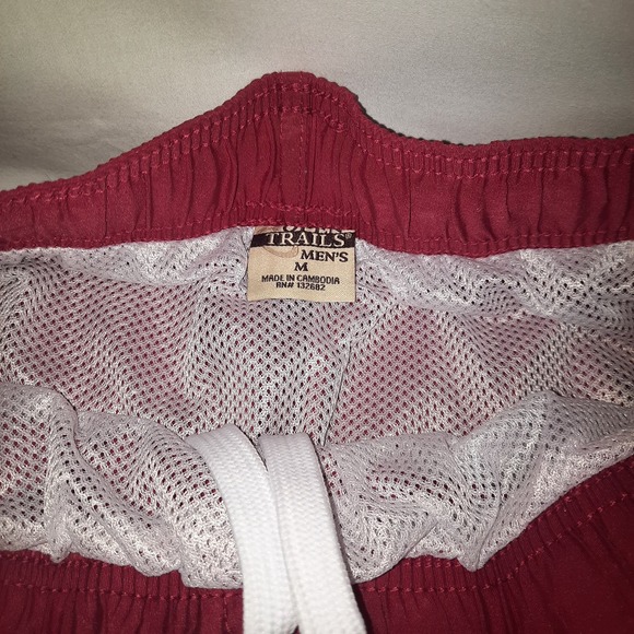 New Open Trails Men's Red Black Stripes down legs Swim Board Shorts Size M - Picture 6 of 6